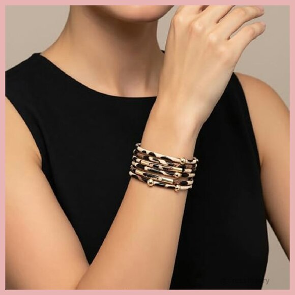 Leather Wrap Bracelet with Crystal Beads, Boho Cuff Jewelry for Women - Picture 4 of 8